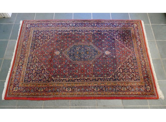 Vintage Hand Woven Area Rug From India - 4Ft X 6Ft 2In (48' X 74')