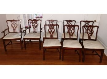 Set Of 8 Mahogany Queen Anne Back Style Dining Chairs - 2 Armchairs / 6 Side Chairs
