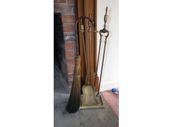 Vintage Set Of Fireplace Tools With Stand