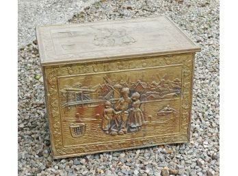 Vintage Repouss Brass Fireside Box