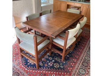 This End Up Classic Medium Solid Wood Dining Table & 6 Classic Arm Chairs - New Edition Cost $2000
