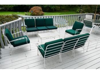 Vintage Salterini Style Wrought Iron Outdoor Patio Set - 3 Tables, 2 Arm Chairs, 2-3pc Sofas