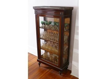 Louis XVI Style Mahogany Vitrine / Display Cabinet - Marble Top