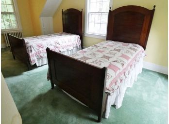 Pair Of Tall Antique Twin Beds