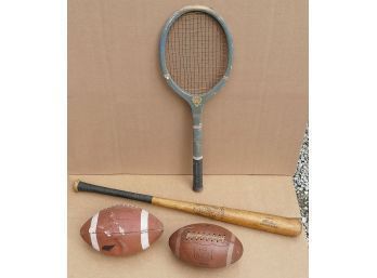 Vintage Sporting Goods Lot - OJ Simpson Football / Bob Doerr Baseball Bat