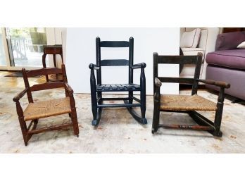 Lot Of 3 Antique Child Rocking Chairs