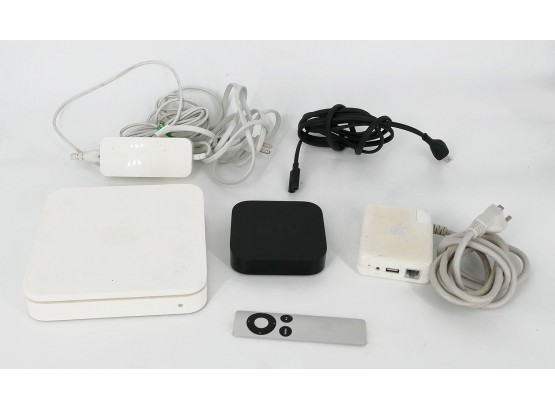 Apple Electronics Lot: Apple TV, Remote, And Airport Extreme Wi-Fi Base Station