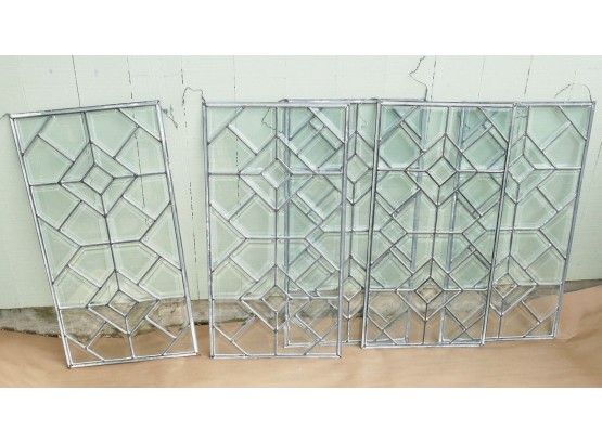 Set Of 5 Leaded Beveled Glass Panels