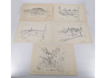 Set Of 5 Prints Of Jerusalem By Ross - Signed In Marker