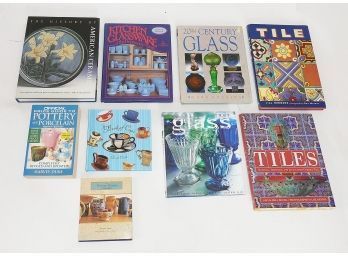 9 Reference Books On Ceramics, Pottery, Glass, Tiles, And Cups