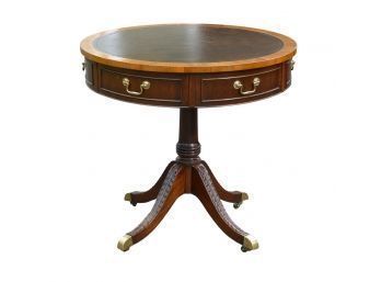 Mahogany Regency Style Leather Top Drum Table