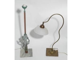 2 Different Vintage Lamps - Marble, Metal, Copper, & Brass