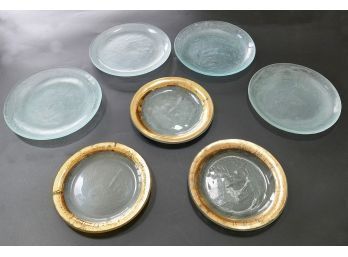 Annieglass Handmade Round Plates - 4 Salad And 3 Side