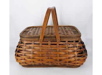 Vintage Palecek Large Rustic Lidded Woven Basket