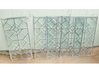 Set Of 5 Leaded Beveled Glass Panels