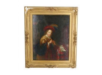 Oil Painting On Board - Boy With Flute