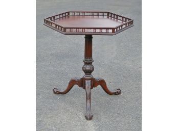 Mahogany Hexagon Occasional Pedestal Table