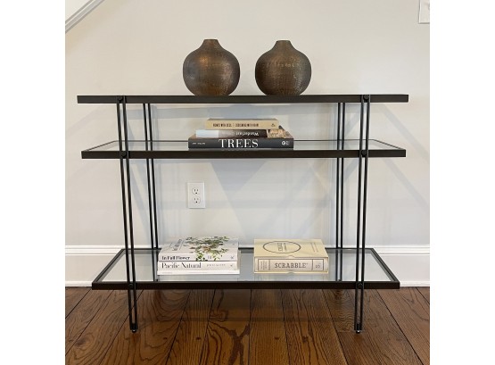 West Elm Three Tier Glass Top Console Table