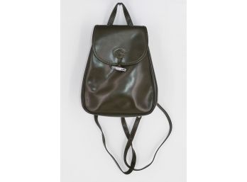 Authentic Longchamp Leather Backpack In Khaki