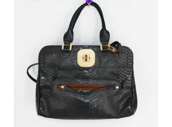Authentic Longchamp Gatsby Leather Handbag With Detachable Shoulder Strap - Snakeskin Pattern