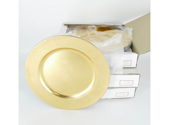 Set Of 12 Japanese Gold Foil Lacquer Charger Plates