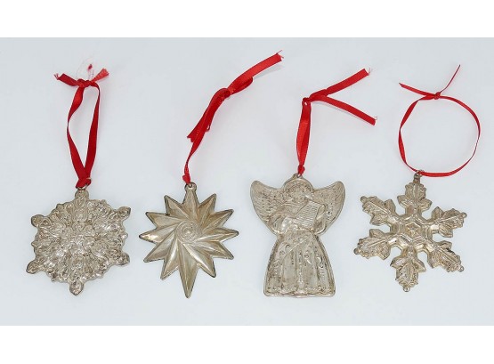 4 Sterling Silver Christmas Ornaments - Gorham, Towle, And Lunt