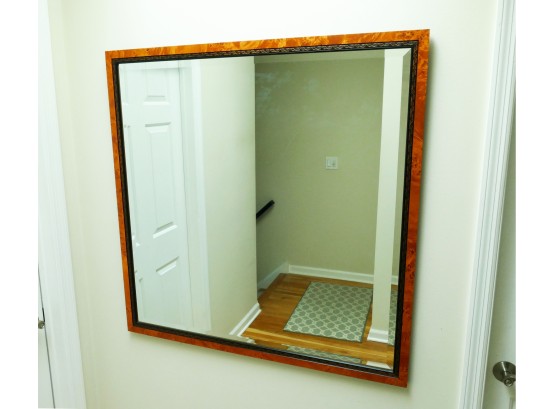 Large Custom Mirror With Burl Veneer Frame - Original Cost $600
