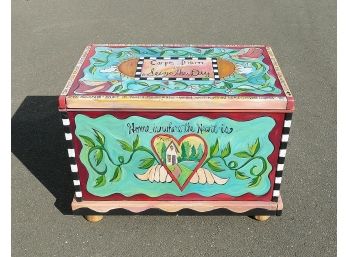 Artist Designed And Painted Wood Chest