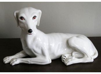 Vintage Italian Ceramic Majolica Greyhound Dog Sculpture