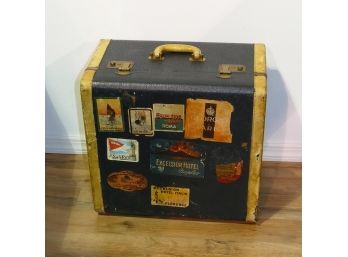 Vintage Bar Luggage Piece With Old Travel Stickers