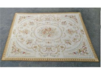 Handwoven Aubusson Style Floral Needlepoint Rug/Tapestry - 7'7' X 10'