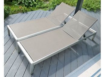 Pair Of Outdoor Aluminum Chaise Lounges