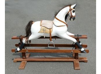 Beautiful Wooden Carved And Painted Rocking Horse