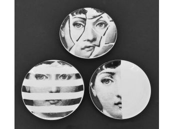 3 Different Fornasetti Tema E Variazioni Porcelain Art Plates/Coasters - 4' Diameter