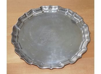 1965 Reed & Barton Sterling Silver 14' Platter (920 Grams)- To Future Congressional Metal Of Honor Winner
