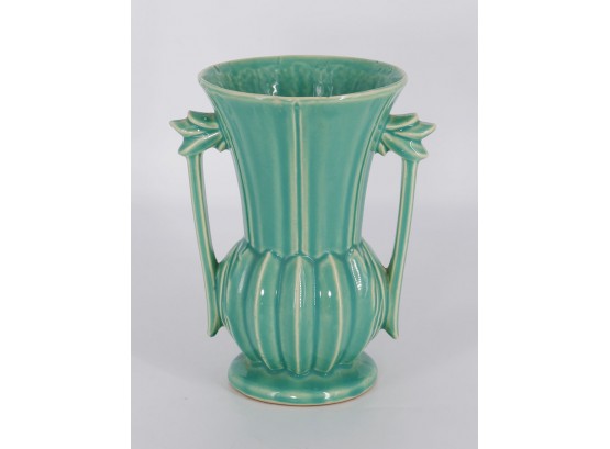 McCoy Pottery Double Handled Vase - In Green