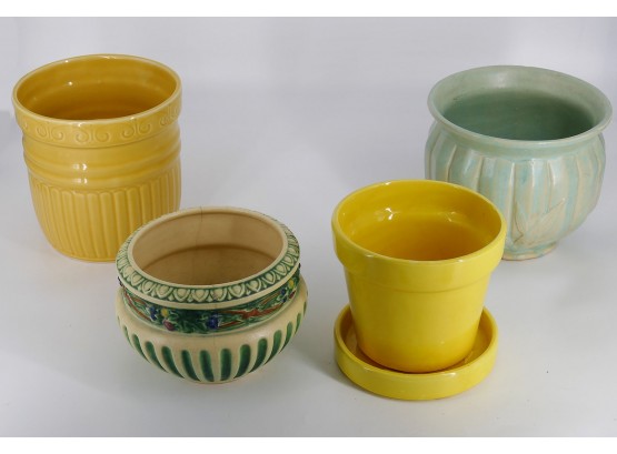 4 Different Vintage Planters - Roseville Corinthian, Nelson McCoy Pottery