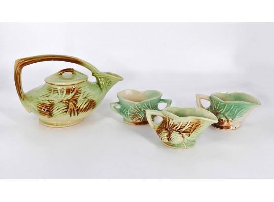 McCoy Pottery 4-Pc Pine Cone Tea Set