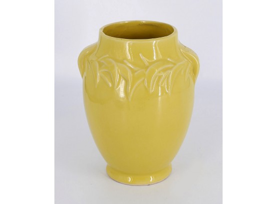 McCoy Pottery Raised Leaf Vase - In Yellow
