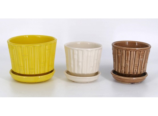 3 Different McCoy Pottery Bamboo Planters