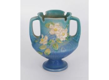 Roseville Pottery White Rose Handled Vase - Model 146-6