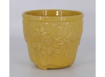 McCoy Pottery Yellow Jardiniere With Rose Pattern