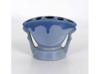 Roseville Pottery Carnelian Flower Frog - Blue Drip Glaze - 1920's
