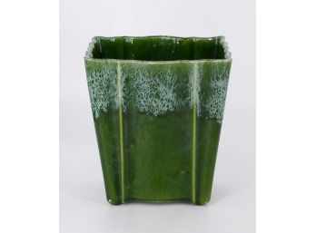 UPCO Pottery Green Drip Glaze Mid-Century Planter