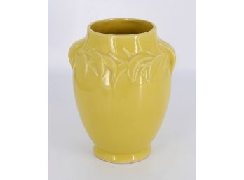 McCoy Pottery Raised Leaf Vase - In Yellow
