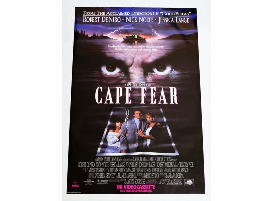 Original One-Sheet Movie/Video Poster - Cape Fear (1991) - Robert Deniro, Jessica Lange, Nick Nolte