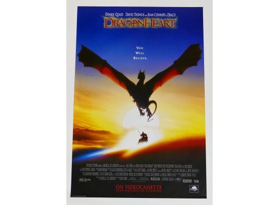 Original One-Sheet Movie/Video Poster - Dragonheart (1996) - Sean Connery,  Dennis Quaid