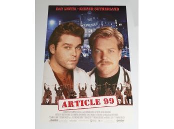 Original One-Sheet Movie/Video Poster - Article 99 (1992) - Ray Liotta, Kiefer Sutherland