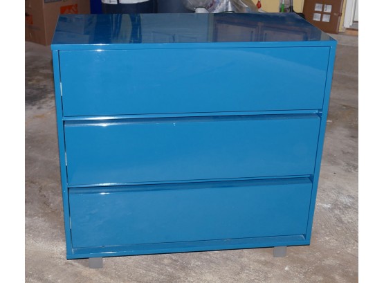 Crate & Barrel CB2 Blue Lacquered 3-Drawer Dresser
