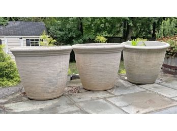 Set Of 3 Outdoor Composite Planters - 24' Tall